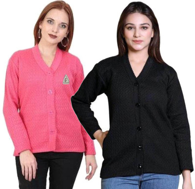 Homezilla Solid V Neck Casual Women Multicolor Sweater