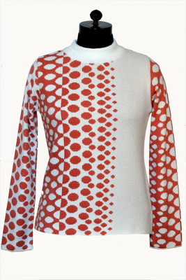 FLOWERINA CLOTHING Printed High Neck Casual Women Red, White Sweater