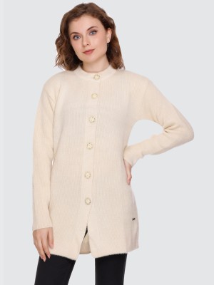 NITSLINE Self Design Round Neck Casual Women White Sweater