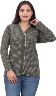 Prabh collection Self Design V Neck Casual Women Grey Sweater