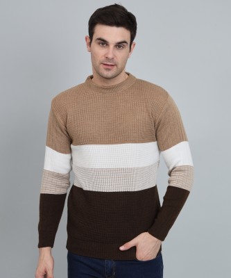 MORKEL Colorblock Round Neck Casual Men Multicolor Sweater