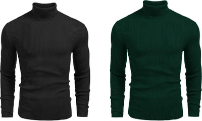 FASHLOOK Solid High Neck Casual Men Multicolor Sweater