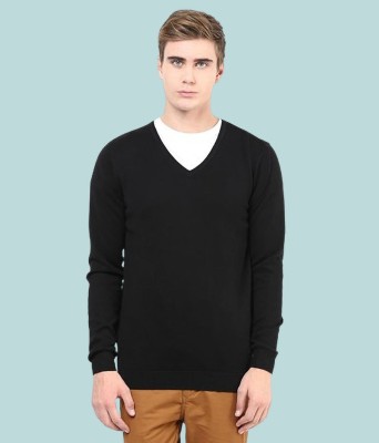 ZAKOD Solid V Neck Casual Men Black Sweater