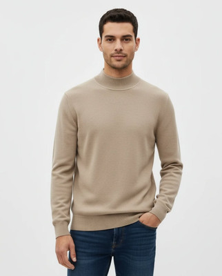 Carta Solid Round Neck Formal Men Grey Sweater