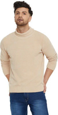 CAMLA Striped Turtle Neck Casual Women Beige Sweater