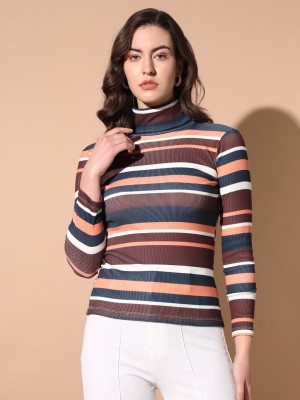 TANDUL Woven Turtle Neck Casual Women Multicolor Sweater