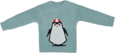 TOTOMO Applique Round Neck Casual Baby Boys & Baby Girls Blue Sweater