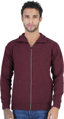 Life and style Striped Collared Neck Casual Men Maroon Sweater