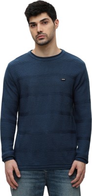 Klub Fox Solid Round Neck Casual Men Blue Sweater