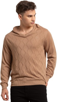 COLORPLUS Self Design V Neck Casual Men Brown Sweater