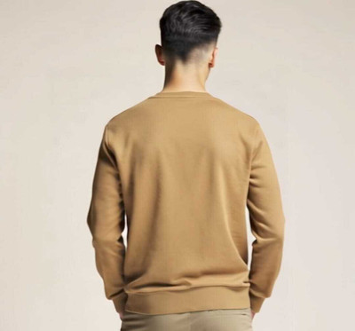 Sweatshirtt Solid Round Neck Casual Men Beige Sweater