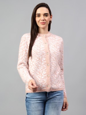 CANTABIL Self Design Round Neck Casual Men Pink Sweater