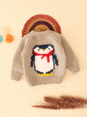 Woonie Printed Round Neck Casual Baby Boys & Baby Girls Grey Sweater