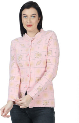 HITTIKA Self Design High Neck Casual Women Pink Sweater