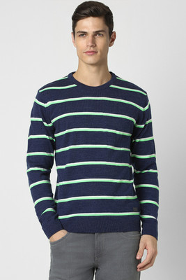 PETER ENGLAND Striped Crew Neck Casual Men Dark Blue Sweater