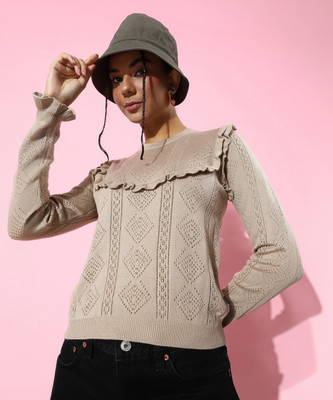 Roadster Self Design Round Neck Casual Women Multicolor Sweater