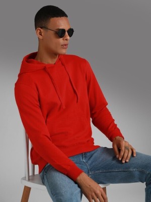 vnfusion Solid Hooded Neck Casual Men Red Sweater