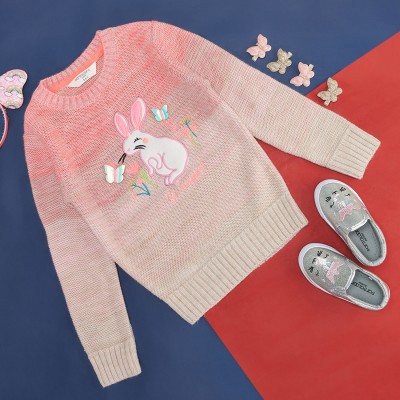 Pantaloons Junior Printed Round Neck Casual Girls Multicolor Sweater