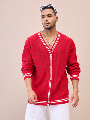 MASCLN SASSAFRAS Solid Round Neck Casual Men Red, White Sweater