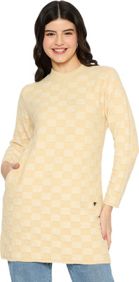DUKE Self Design Round Neck Casual Women Brown Sweater