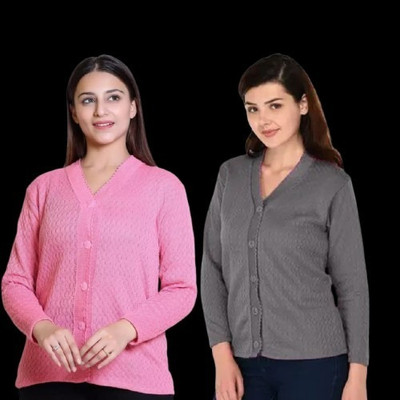LUXURIOUS DESIGN Solid V Neck Casual Women Multicolor Sweater