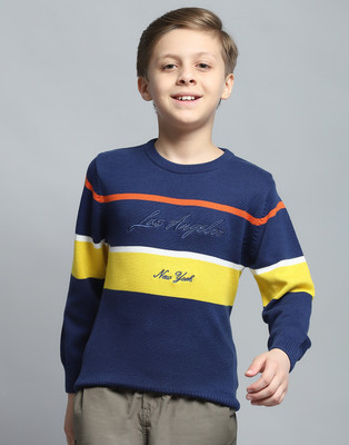 MONTE CARLO Printed Round Neck Casual Boys Multicolor Sweater
