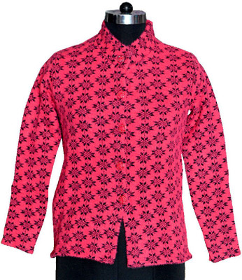 Shunit creation Self Design Round Neck Lounge Wear Women Pink Sweater