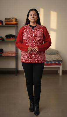 Aditya Fashion Self Design Round Neck Formal Women Red Sweater