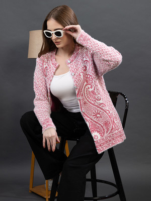 dadu dayal Floral Print Round Neck Casual Women Pink Sweater