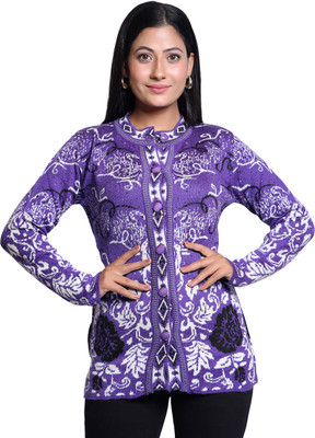 Grand Line Embroidered Round Neck Casual Women Multicolor Sweater