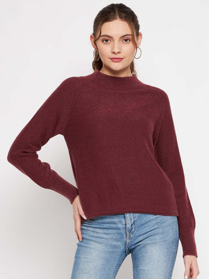 CAMLA Solid Round Neck Casual Women Red Sweater