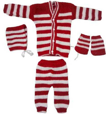 PRB Solid V Neck Casual Baby Boys & Baby Girls Pink Sweater