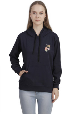 Priyansh Enterprises Printed Hooded Neck Casual Women Blue Sweater