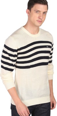 Arrow Sport Woven Round Neck Casual Men Black Sweater