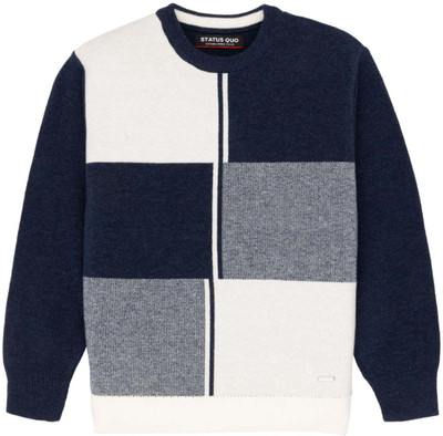 Status Quo Checkered Round Neck Casual Boys Multicolor Sweater