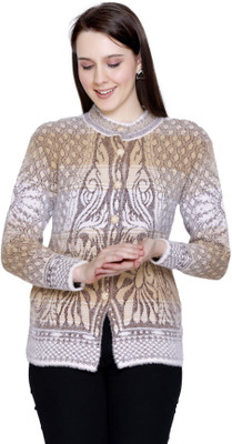 HITTIKA Self Design Round Neck Casual Women Beige Sweater