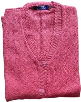 NIRMALA FASHIONS Self Design V Neck Casual Women Pink Sweater