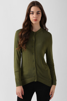 Van Heusen Woman Solid Boat Neck Casual Women Dark Green Sweater