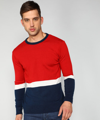 WROGN Striped Round Neck Casual Men Multicolor Sweater
