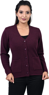 TWENTY ME Self Design V Neck Casual Women Red Sweater