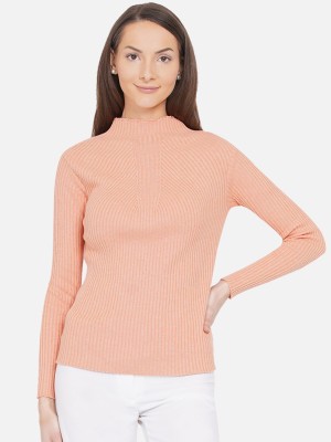 ARMISTO Woven High Neck Casual Women Orange Sweater