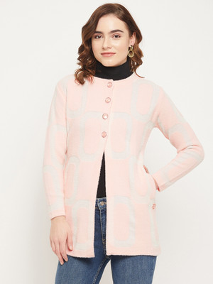 DUKE Self Design Collared Neck Casual Women Pink Sweater