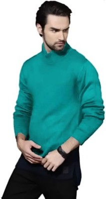 Educare Creation Solid High Neck Casual Men Green Sweater