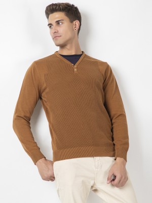 ARMISTO Solid V Neck Casual Men Brown Sweater