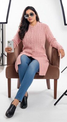 dutchdream Woven Collared Neck Party Women Pink Sweater