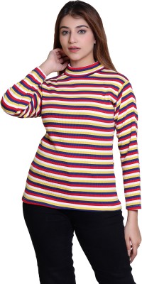 American Pie Woven High Neck Casual Women Multicolor Sweater