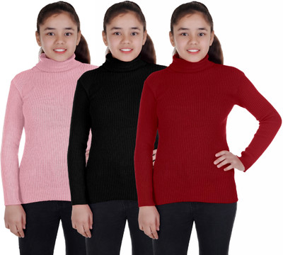 adibaba Solid High Neck Casual Boys & Girls Multicolor Sweater