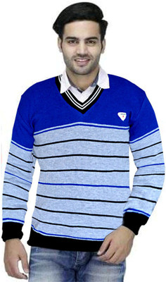 PrathaVastra Striped V Neck Casual Men Multicolor Sweater