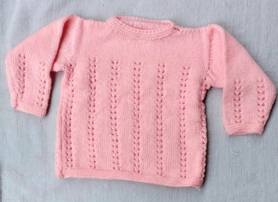 DesignVed Animal Print Round Neck Casual Baby Girls Pink Sweater