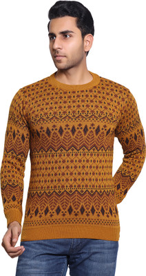 Grand Line Self Design Round Neck Casual Men Multicolor Sweater